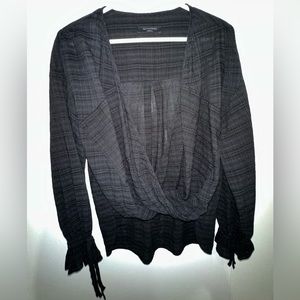 Black linen long sleeve blouse